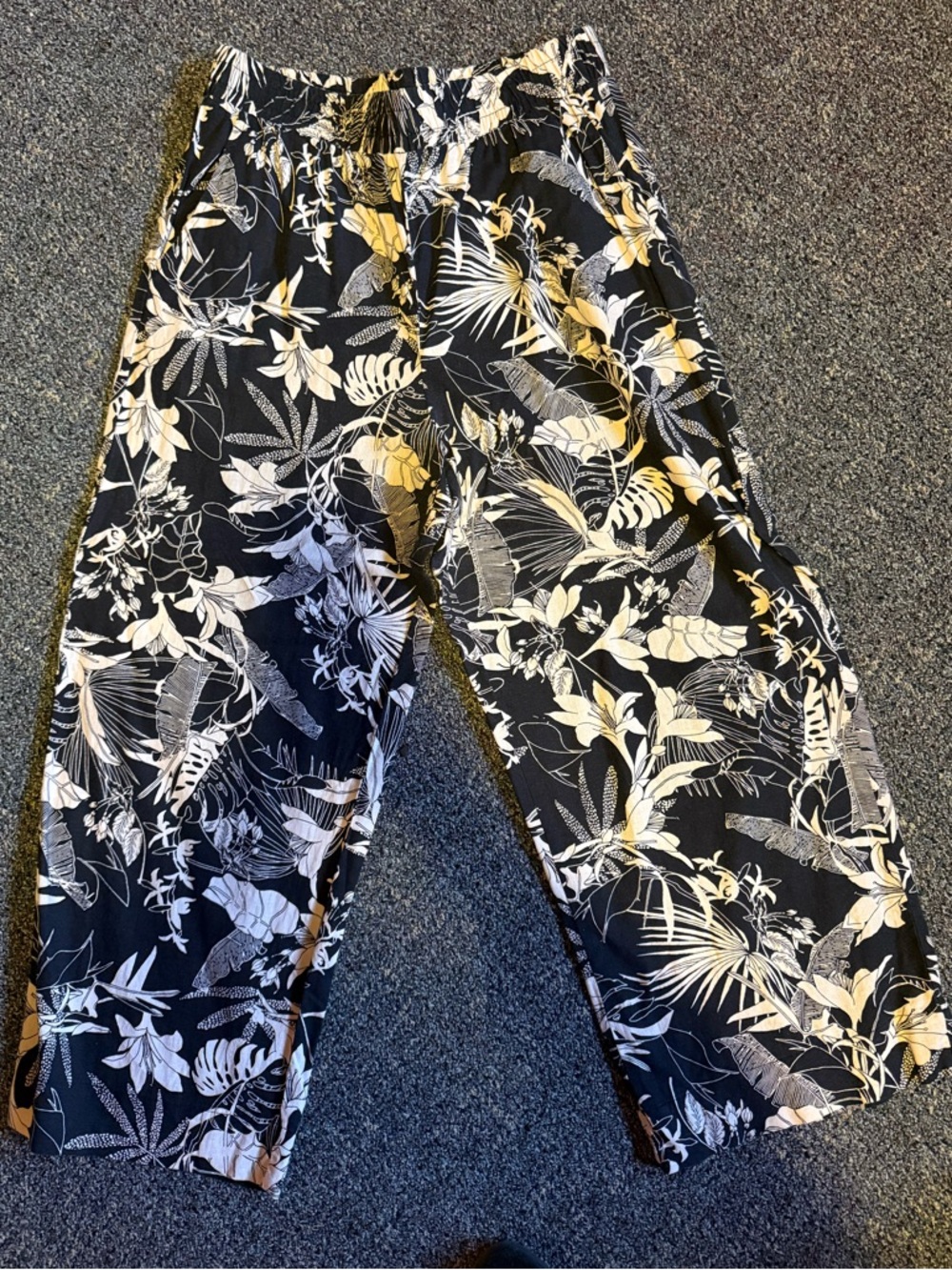 Panama Jack Black and Cream Tropical Print Pants